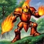 Placeholder: fantasy 90's tcg art of a flame knight