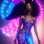 Placeholder: full body shot, masterpiece, best quality, black skinned, sparkling eyes, long hair, gorgeous African Fairy queen,wings,fluorescent skin,light blue makeup,sparkly glass diamond transparent,synthwave, light indigo, trasparent , irridescent, highly detailed body, sun light, 4K, RAW, depth of field, high contrast, realistic details, 24mm vaporwave aesthetic, synthwave, artstation, concept art, smooth, extremely sharp detail, finely tuned detail, ultra high definition, 8 k, unreal engine 5, ultra sh