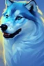 Placeholder: waves turning into a portrait of a blue wolf, concept art, illustration, 4k