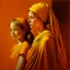 Placeholder: Neoclassicism realistic yellow orange tuscany woman and child