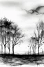 Placeholder: Watercolor black and white far away trees