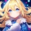 Placeholder: Clear focus, High resolution, A anime kid, cute, rough line skecth, star around kid, sparkling eyes, medium fluffy blonde hair, blue sparkling eyes, 1girl (solo)