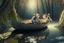 Placeholder: narcissus as a mouse in boat, in forest by lake, book illustration, fine detail, 4k, trending, volumetric light, depth of field