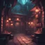 Placeholder: dnd, dungeon, outside of tavern in cyberpunk style