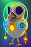 Placeholder: Kurzgesagt in a nutshell youtube cartoon Cute fat derpy Kurzgesagt bird illustration high detail high definition HQ cybernetic Steampunk kookaburra fat, looking up, mouth open mesmerized