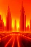 Placeholder: orange light futuristic city