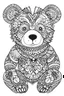 Placeholder: Outline art for coloring page, BOHEMIAN HAPPY TEDDY BEAR, coloring page, white background, Sketch style, only use outline, clean line art, white background, no shadows, no shading, no color, clear