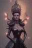 Placeholder: Sophia Loren as evil queen in black leather, cleavage, angry, stern look. character design by cory loftis, fenghua zhong, ryohei hase, ismail inceoglu and ruan jia. unreal engine 5, artistic lighting, highly detailed, photorealistic, fantasy