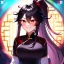 Placeholder: Clear focus, 8k, high quality, detailed, beautiful lighting, girl, vibrant colors, white long hair, vibrant red eyes, messy hair, ponytail, chinese clothes, laughing, angry, black eyelashes,