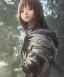 Placeholder: Anime girl cute neck head portrait, warrior costume, village, meditation, woods, cyberpunk, 8k quality