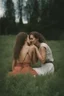 Placeholder: Photo of two young women who love each other. Polish and Egyptian. Photo taken by a Mamiya M645 camera with a portrait lens on classic medium-format film.