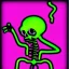 Placeholder: neon skeleton doing a dab