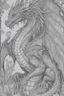 Placeholder: coloring book page of a magical dragon,monochrome, black and white, sharp, sketch drawing