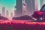 Placeholder: city, flowers, trees, sunny day, spring, sci-fi, cyberpunk influence