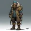 Placeholder: Cyperpunk dwarf with cybernetic legs, dressed with a coat and beanie