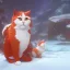 Placeholder:  2 Orange fish and White cat friendly Celebrating christmas under the water