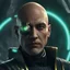 Placeholder: star wars bald male corellian jedi pilot wearing gunmetal grey and black old republic armored robes with gold trim inside the jedi temple holding a lightsaber with viridian green blade in left hand, centered head and shoulders portrait, hyperdetailed, dynamic lighting, hyperdetailed background, 8k resolution, volumetric lighting, light skin, fully symmetric details