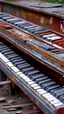 Placeholder: old rusted gray piano keyboard