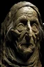 Placeholder: sculpture of dark side of an old woman witches face . Multiple faces . decayed and rotting with grotesque proportions and imagery. abstract grotesqueries, detailed texture, surreal horror, biomechanical design, by hr giger and beksinski