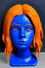 Placeholder: Girl face with indigo rubber effect in all body with orange sponge hair