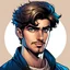 Placeholder: comic style, portrait, a young man, Persian, looks front