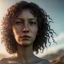 Placeholder: portrait, curly hair, woman, brown eyes, sunkissed, final fantasy, ethereal, 8k quality, highly detailed, galaxy sky, dynamic lighting, rdshift difusion, clouds