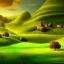 Placeholder: Landscape, the shire, fantasy, green, Brown, warm, realistic, village