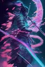 Placeholder: Mystical samurai emitting an aura of transparent dragons with a long, neon sword emitting an aura