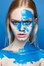 Placeholder: Blue paint spread on elle fanning's face