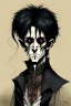 Placeholder: black haired young man necromancer wizard with gothic jewelry in the style of clive barker