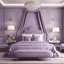 Placeholder: hotel bedroom master, modern classic style, lavender colors, 3d