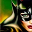 Placeholder: portrait oil on canvas, beautiful busty Catwoman,green eyes, ,minimal armor,comic book cover, mystical colors,insanely detailed,realistic,intrincate detail, 16k resolution, masterpiece,Frank Frazetta,Alex Horley, Simon Bisley