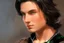 Placeholder: a young male with shoulder length black hair and green eyes, smirk