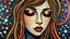 Placeholder: masterpiece Impasto style oil painting of creating figure full an girl the face is made of granite terrazzo motifs black with textured brush strokes, long hair is made of immersive experience, intricate and detailed, trippy psychedelic Pointillist bright, lively and colorful explosions mirrors dry, and closed eyes. Cubist granite abstract descending from a amazing stained glass spirograph sheets slanted ribbon lines, a sheets spiral geomatrical, Express live brushwork brings depth and texture to