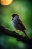 Placeholder: a sparrow sitting on top of a tree branch, crepuscular lighting, unsplash photography, BOKEH shot style of time-lapse photography, fujifilm provia 400x, 100mm lens, luminous shadows, renaissance-inspired chiaroscuro, home and garden, wildlife nature photography, HDRI.