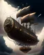 Placeholder: A steampunk airship soaring through a stormy sky, in the style of intricate illustrations, mechanical details, dramatic lighting, dark clouds, and turbulent winds, 16K resolution