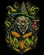 Placeholder: Scary Jack in the box tattoo design, traditional tattoo style, t-shirt design, fantasy art, digital painting, clean dark background, 8K