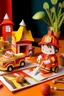 Placeholder: cute fire fighter activity scene for kids