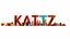 Placeholder: Create a visually striking and dynamic artwork that masterfully incorporates negative space, creating an iconic name logo. The word "KATZ" is displayed in a bold, eye-catching font, adorned with vibrant reds, blues and yellows, representing the abundant creativity. The word is set against a cityscape of books. The deep white background enhances the contrast of this breathtaking masterpiece, making it a truly mesmerizing visual experience., architecture, vibrant, typography