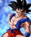 Placeholder: Goku, avatar style, fighting pose, muscular body, shirtless, volumetric details, hyper realism, unreal engine 5