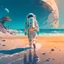 Placeholder: An astronaut walking on the beach of a beautiful sea, digital art, anime style, 4k, full details, high resolution