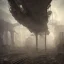 Placeholder: I walked into the abandoned ruins. I could not get Out. It reminded me of that Town. That Town where Sin defined Reality. I think I'm in Hell. Am I? Chiaroscuro style. Stefan Koidl style., isometric, digital art, smog, pollution, toxic waste, chimneys and railroads, 3 d render, octane render, volumetrics, by greg rutkowski