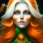 Placeholder: fantasy setting, woman, orange and white hair, wavy hair, freckles, ranger, more orange hair, more white hair, green eyes, more white hair, less orange hair, less orange hair