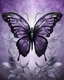 Placeholder: A dark goth black-purple butterfly with translucent wings encrusted with silver glitter, silver, surreal, strong expression, springs from an big glass flower, background mistic fog, crystasl , etheral, fantasy, stunning illustration