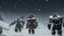 Placeholder: Warriors in blizzard, comic style