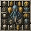 Placeholder: surreal fantasy crossword puzzle nightmare-scape, crossword puzzle pattern aesthetic, letter monsters, by Tim Burton, by Anton Semenov, by Brian Froud, sinister comic, muted colors - black white blue yellow, spooky, intricately detailed, acrylics.