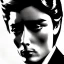 Placeholder: Young Alain delon, grey eyes, black hair.