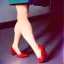 Placeholder: Fifties pretty young blonde woman high heels kodachrome photo