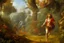 Placeholder: man running in colorful jungle by andrea del sarto