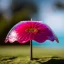 Placeholder: Surreal Waiizii Flower inside a glass sculpture under an unbrella, Art by Joshy Sly,